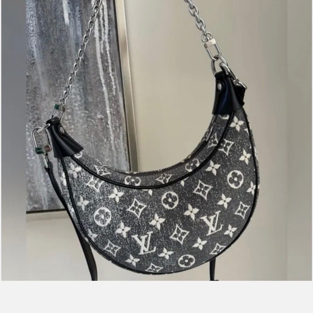 Louis Vuitton Black and White Crossbody Bag with Monogram